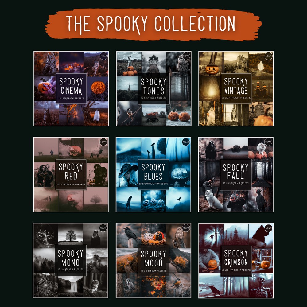 Master Collection Bundle 590 Lightroom Presets + 76 Bonus AI Spooky Presets